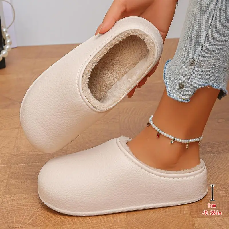 Women Waterproof Soft Sole House Slippers Winter Comfort Fleeced Lined EVA Slippers Light Weight Non Slip Slides Shoes Outdoor