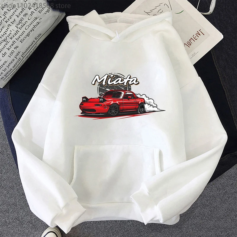 Japanese Funny Cartoon Cars Printed Hoodie Autumn Winter Women Casual Long Sleeves Hoodies Men's Harajuku SweatshirtsTops