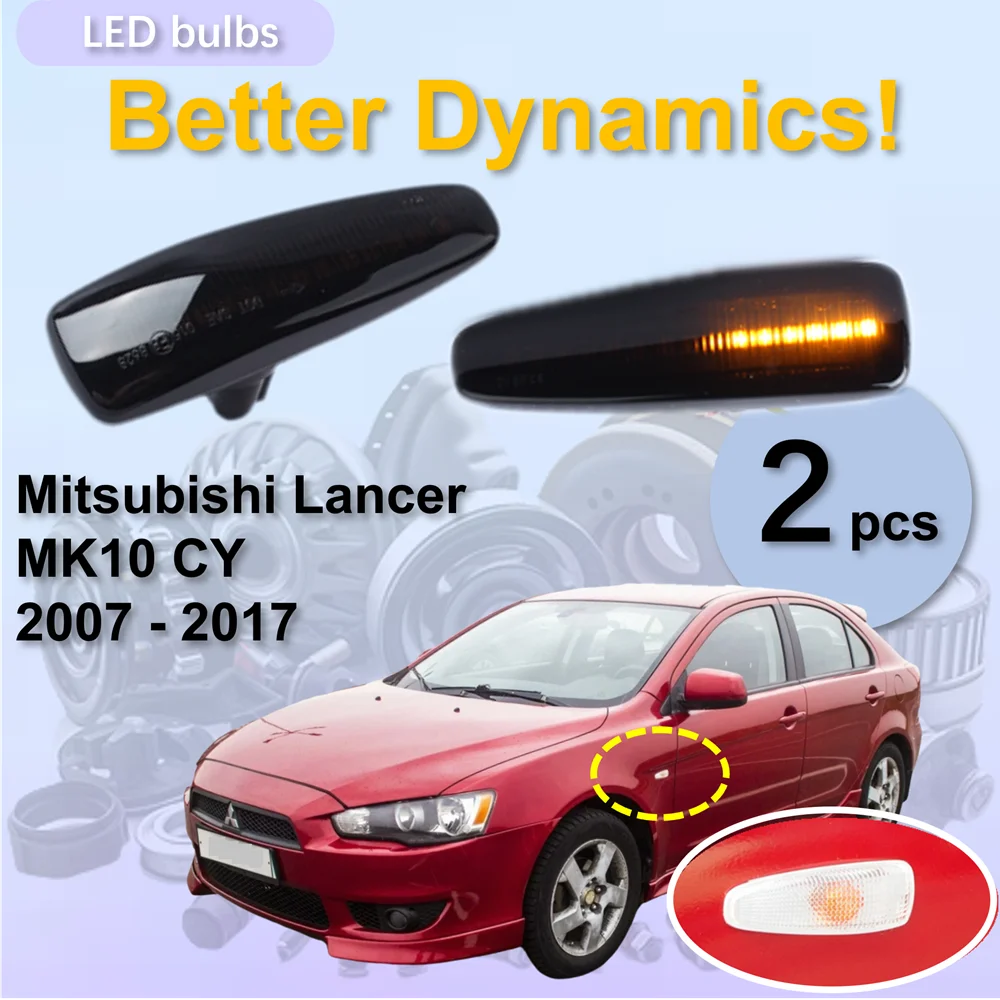 for Mitsubishi Lancer Evolution X MK10 CY 2007 - 2017 Dynamic LED Indicator Side Marker Turn Signal Light Lamp Repeater