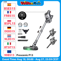 Proscenic P13 Cordless Vacuum Cleaner, 45Kpa Suction, Stick Vacuum with Green Light, Led Display, Anti-Tangle Roller Brush
