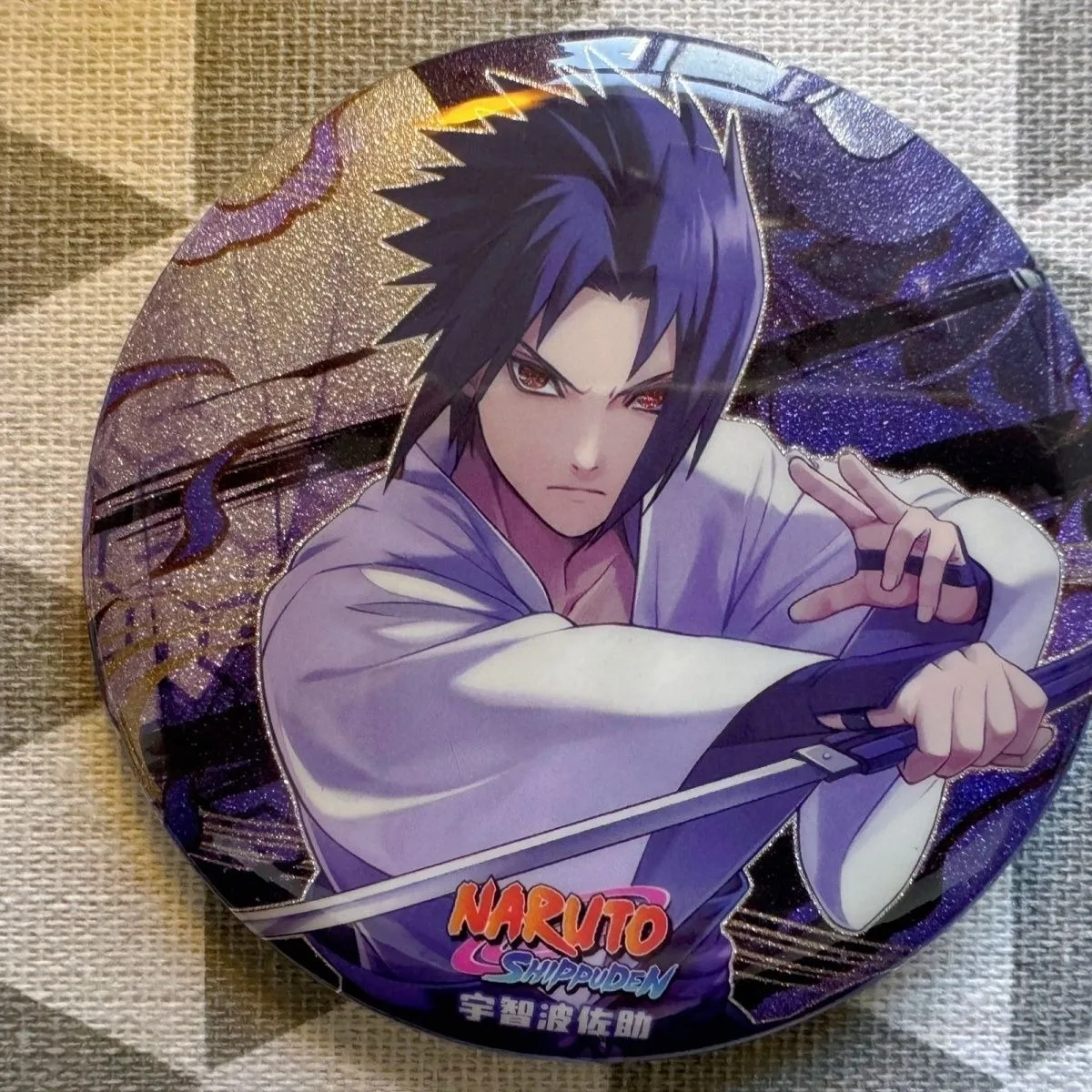 Naruto Flash Badge Brooch Anime Figure Uchiha Sasuke Senju Tobirama Shiny Badge Clothing Backpack Decoration Accessory Gift