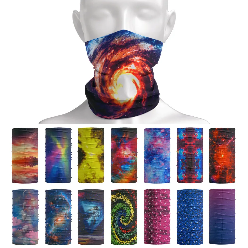 Colorful Landscape Starry Pattern Hair Bandana Galaxy Sky Printed Women Camping Travel Neck Scarf Men Running Headband Gaiter