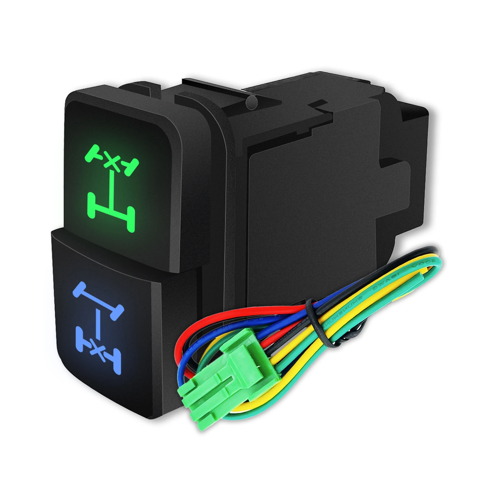 

12V Green&Blue Led Dual Push Button Switch Front Rear Diff Locker for Toyota Prado 4Runner Landcruiser FJ Cruiser Tacoma Hilux