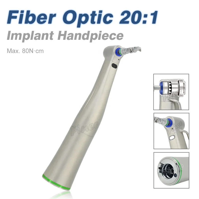 Reduction De ntal handpiece contra angle 20:1 De ntal im plant handpiece fiber optic