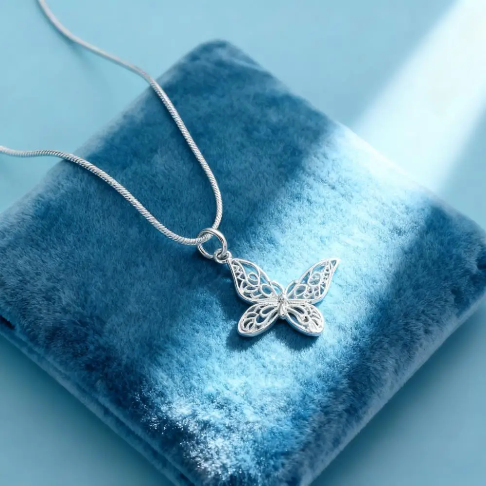 

925 Sterling Silver butterfly Necklace Fashion Jewelry for women lady men lover, Elegant Wedding Party gift DIY Accessory