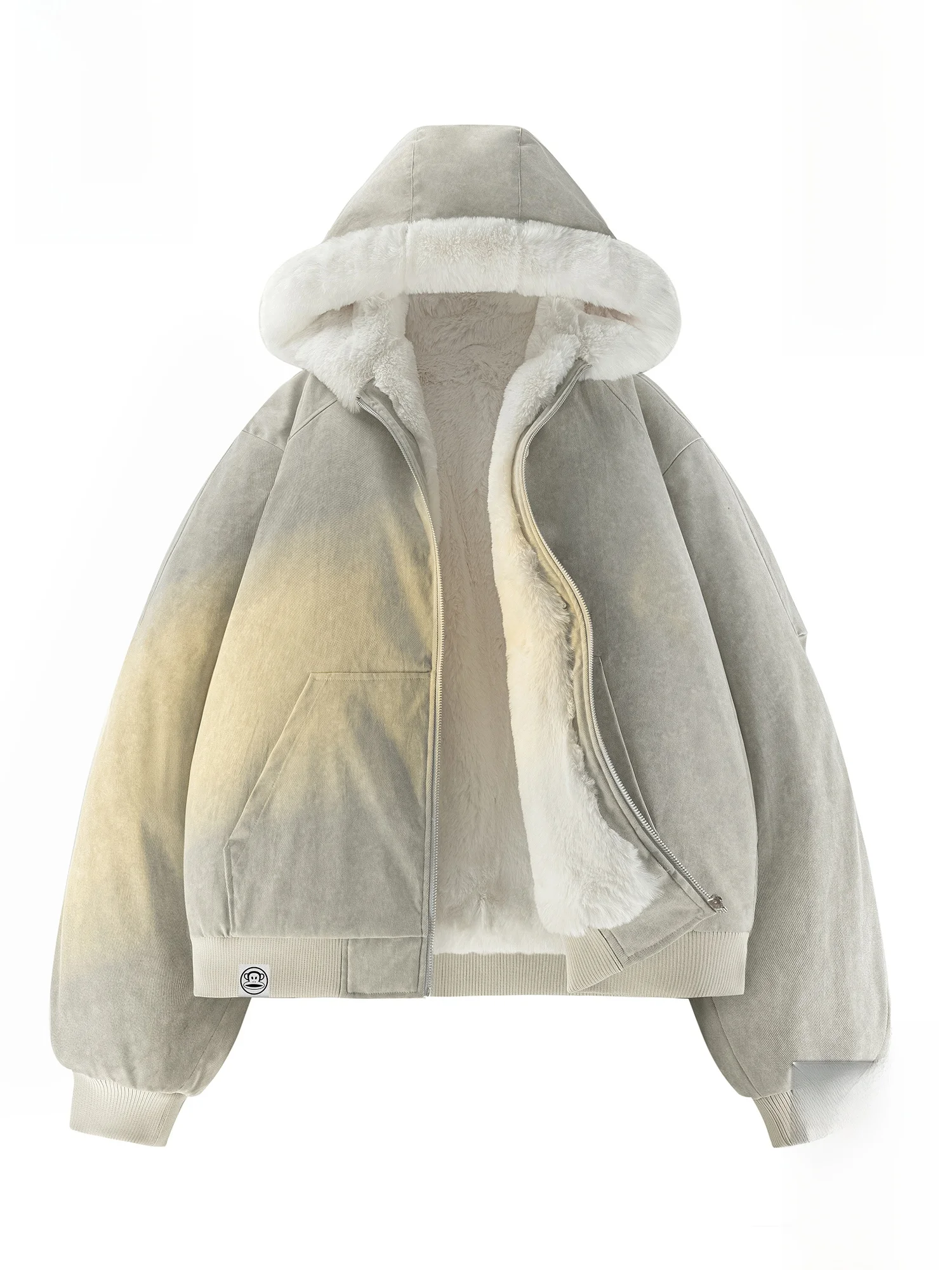 

Зимняя утепленная куртка Paul Frank с капюшоном, на флисовой подкладке, повседневная, теплая, молодежная, из полиэстера и хлопка, с принтом обезьяны с большим ртом