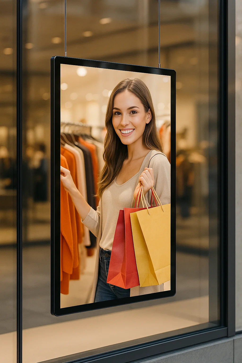 Layar LCD Iklan Jendela dengan Kecerahan Tinggi 1000-2500 Nits untuk Display Jendela Toko dan Signage Digital