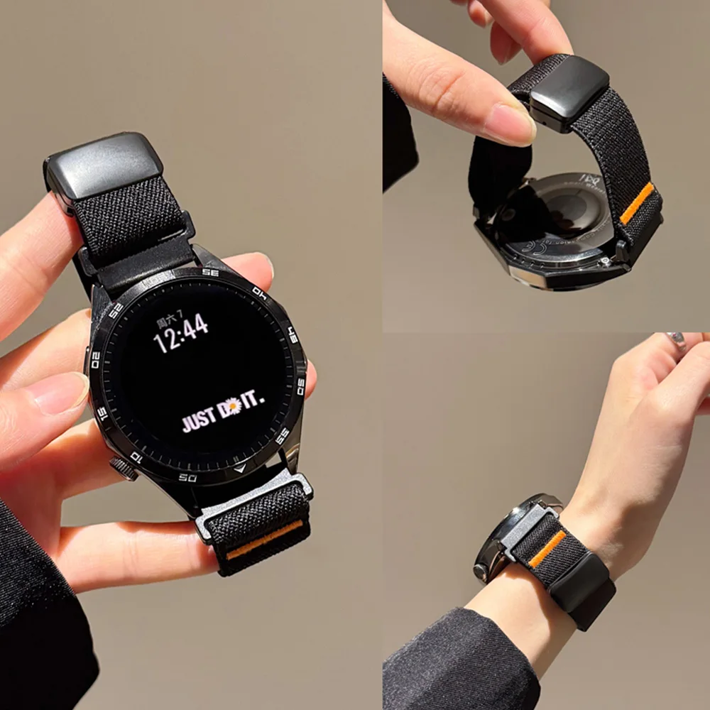 

20/22mm Magnetic Buckle strap for Samsung Galaxy Watch 7 6 5 4 40/44mm 6Classic 47mm Nylon Loop band for Huawei Watch GT5 Pro 4