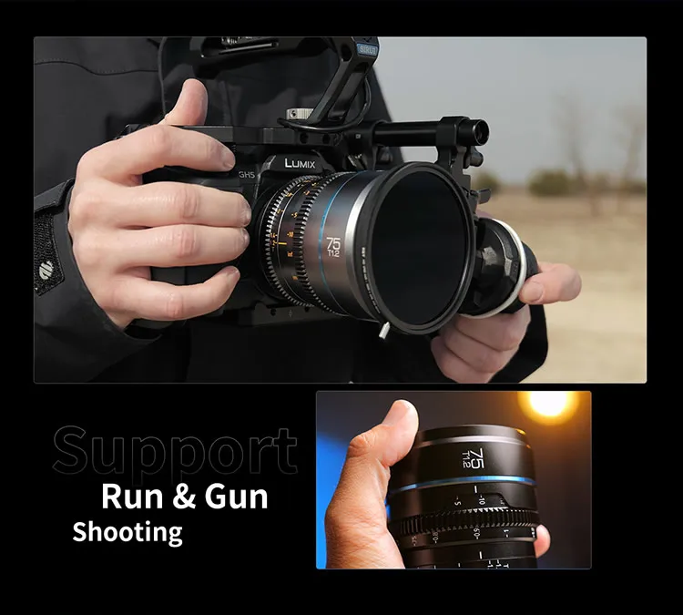 SIRUI Night Walker T1.2 S35 Cine-Objektiv 16mm, 24mm, 35mm, 55mm, 75mm Große Blendenöffnung Manuelles Fokus-Objektiv – Detail 10