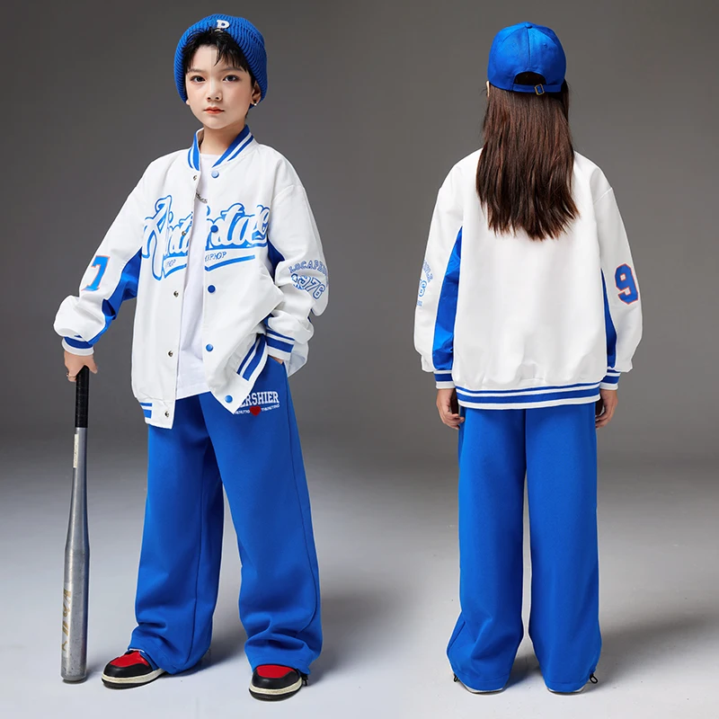 Kids Hip Hop Clothing Purple Baseball Cardigan Shirt Streetwear Casual Baggy Cargo Pants for Girl Boy Jazz Dance Costume Clothes