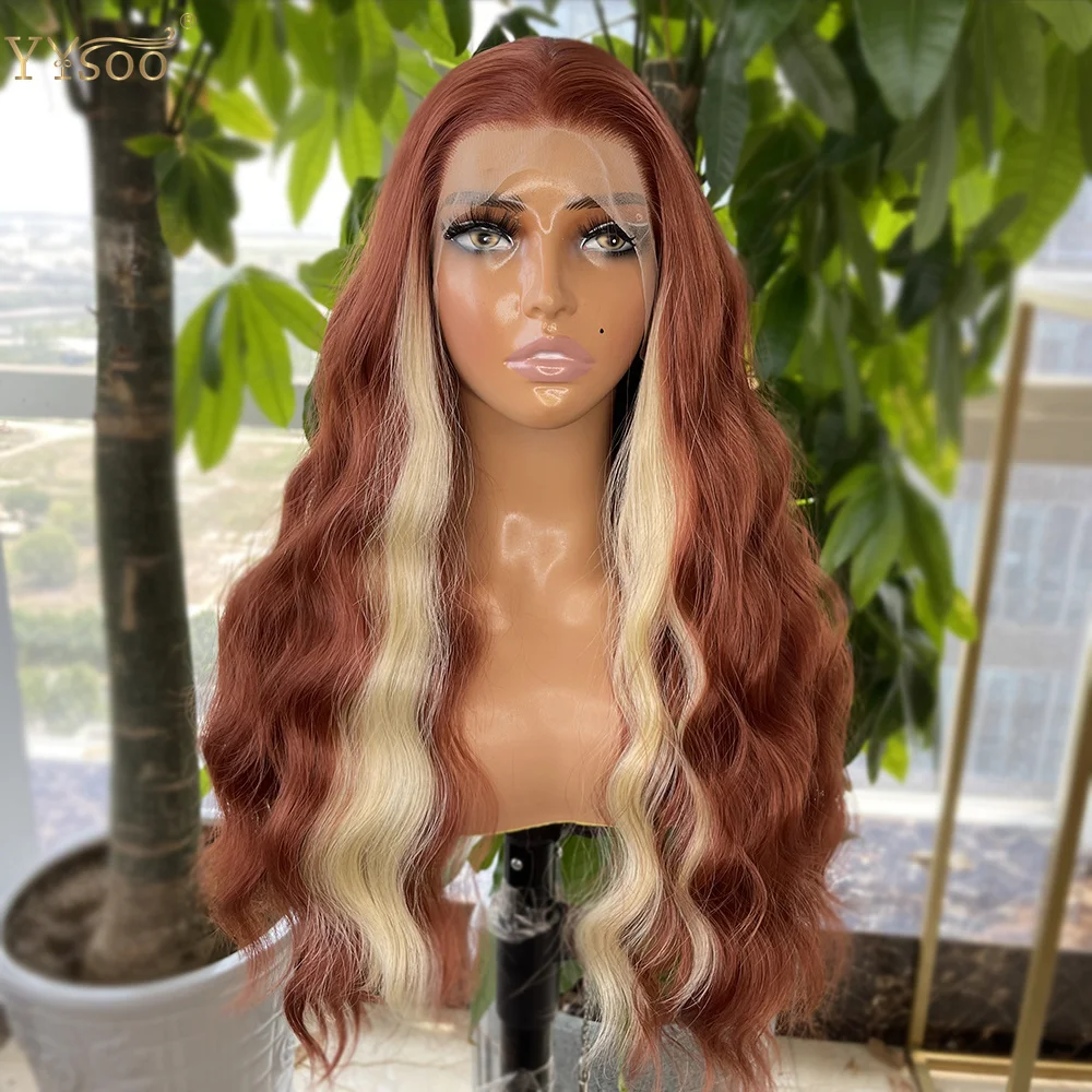Long Futura Glueless Synthetic Lace Front Wigs For Black Women 350/613 Highlights 13x4 Body Wave Heat Resistant Front Lace Wig image 2