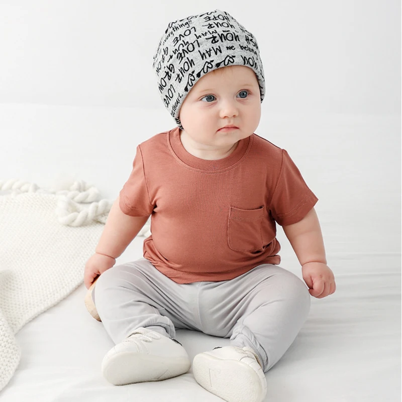 2023 Bamboo Fiber Baby Short Sleeve T-shirt Summer Baby Boy Girl Clothes High Waist baby Pants Newborn Baby Clothing Outerwear