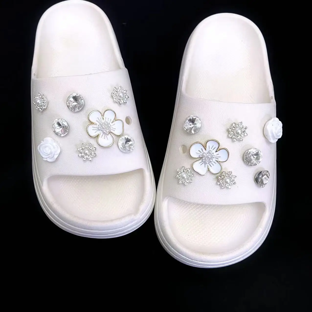 Vintage design sun flower pearl assembly Shoe Decoration DIY shoe Buckle for hole Charms  send of girls woman gifts