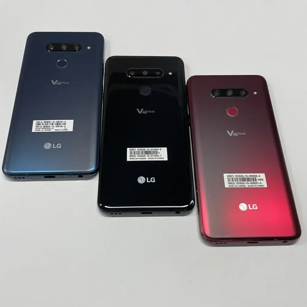 잠금 해제된 기존 LG V40 ThinQ 4G V405UA V409N 휴대 전화 6.4인치 6GB RAM 64GB/128GB 16MP 단일/듀얼 SIM 지문 인식 핸드폰