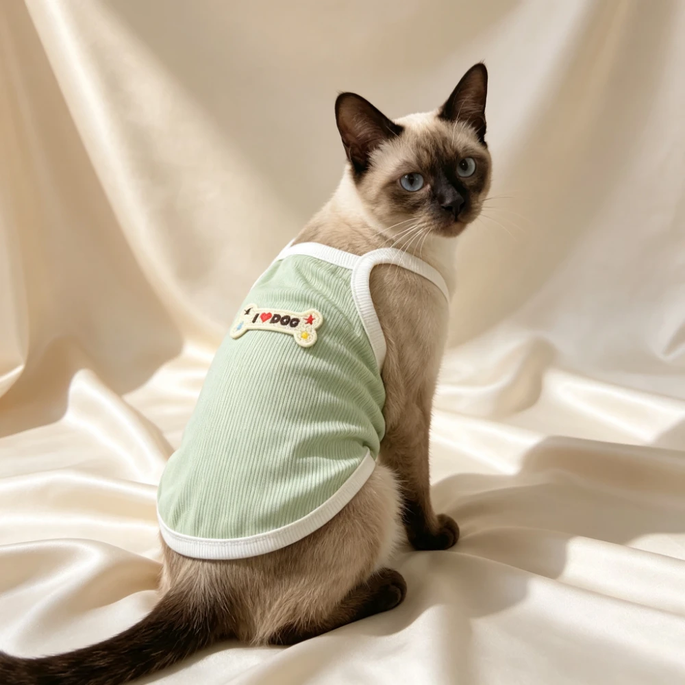 piece Knit Decorative Breathable Striped Pet Tank Top Summer Lightweight Pet Clothing Comfortable Daily Wear Suitable for Small