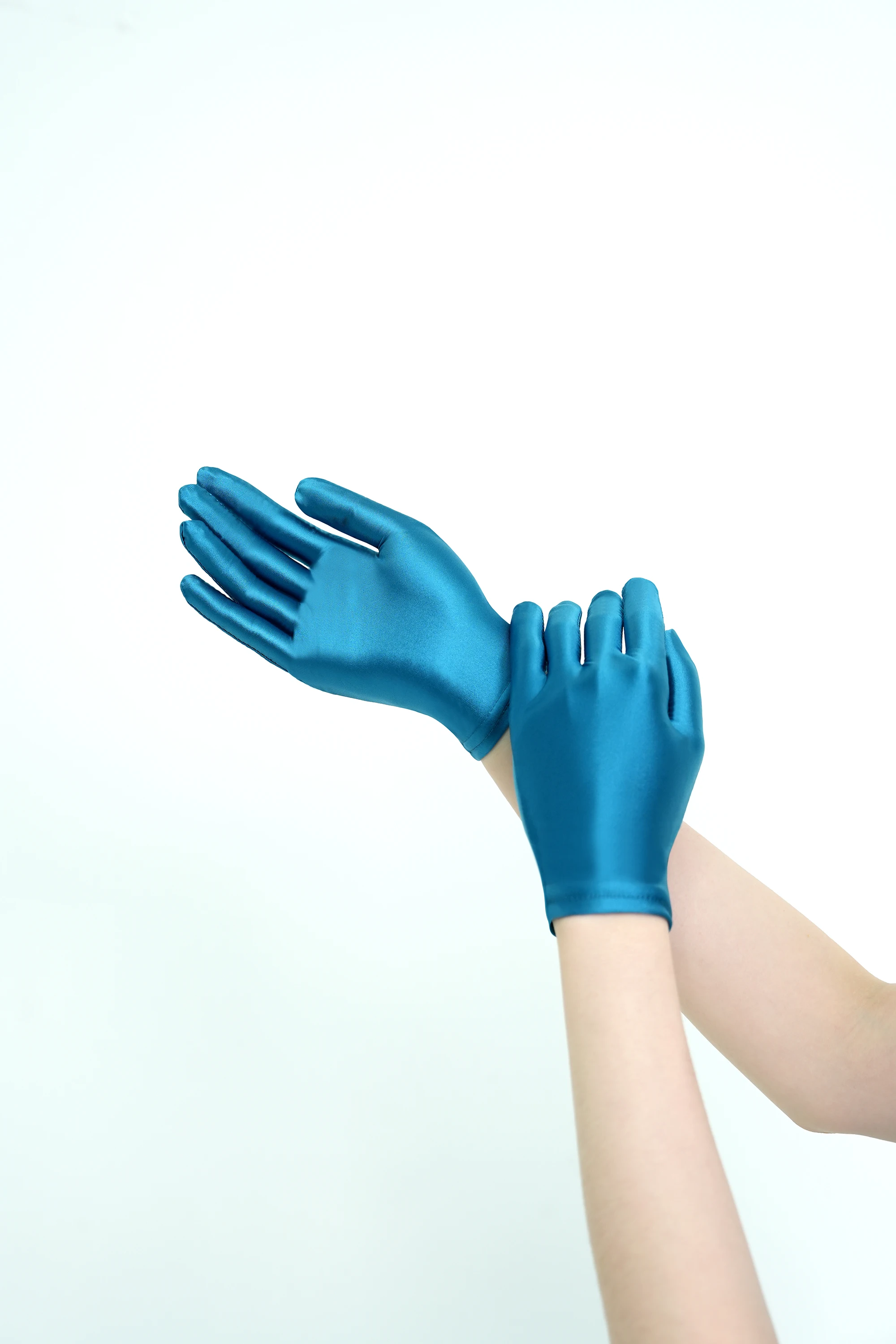 XCKNY satin oil glossy connected finger gloves sexy short high elasticity gloves shiny role-playing dress gloves