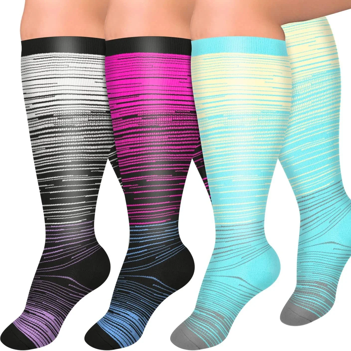 Plus Size Compression Socks for Women and Men Wide Calf Extra Knee High Support for Circulation