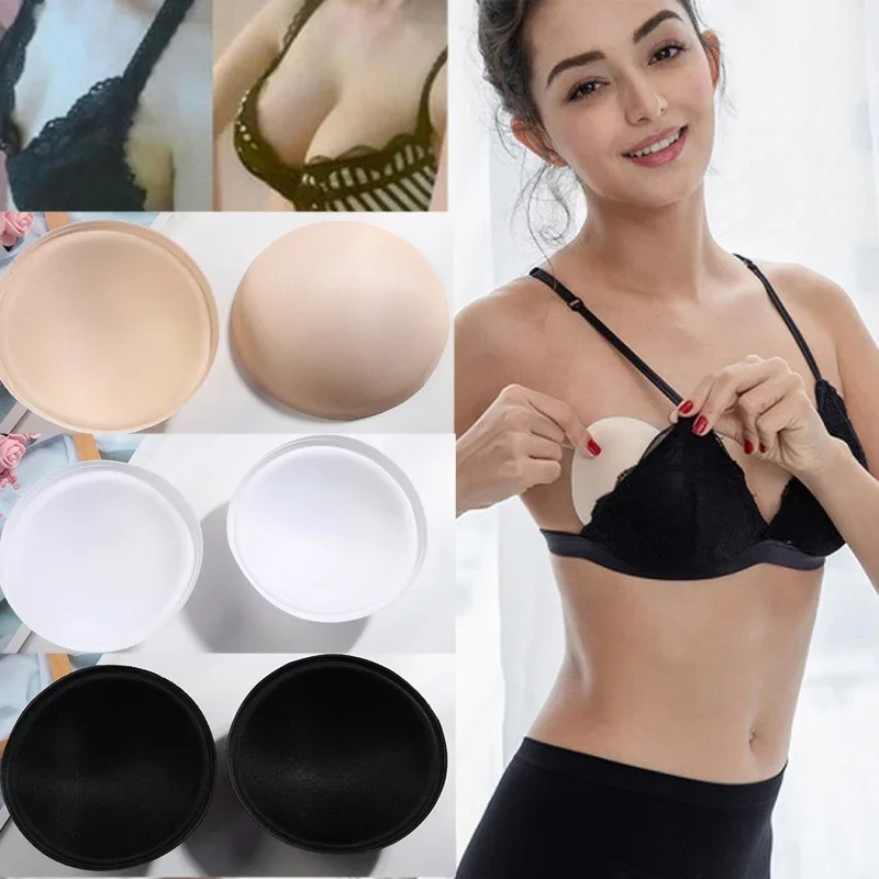 4pcs Round Sponge Bra Pads Push Up Breast Enhancer Removeable Bra Padding Inserts Cups for Swimsuit Bikini Padding Intimates