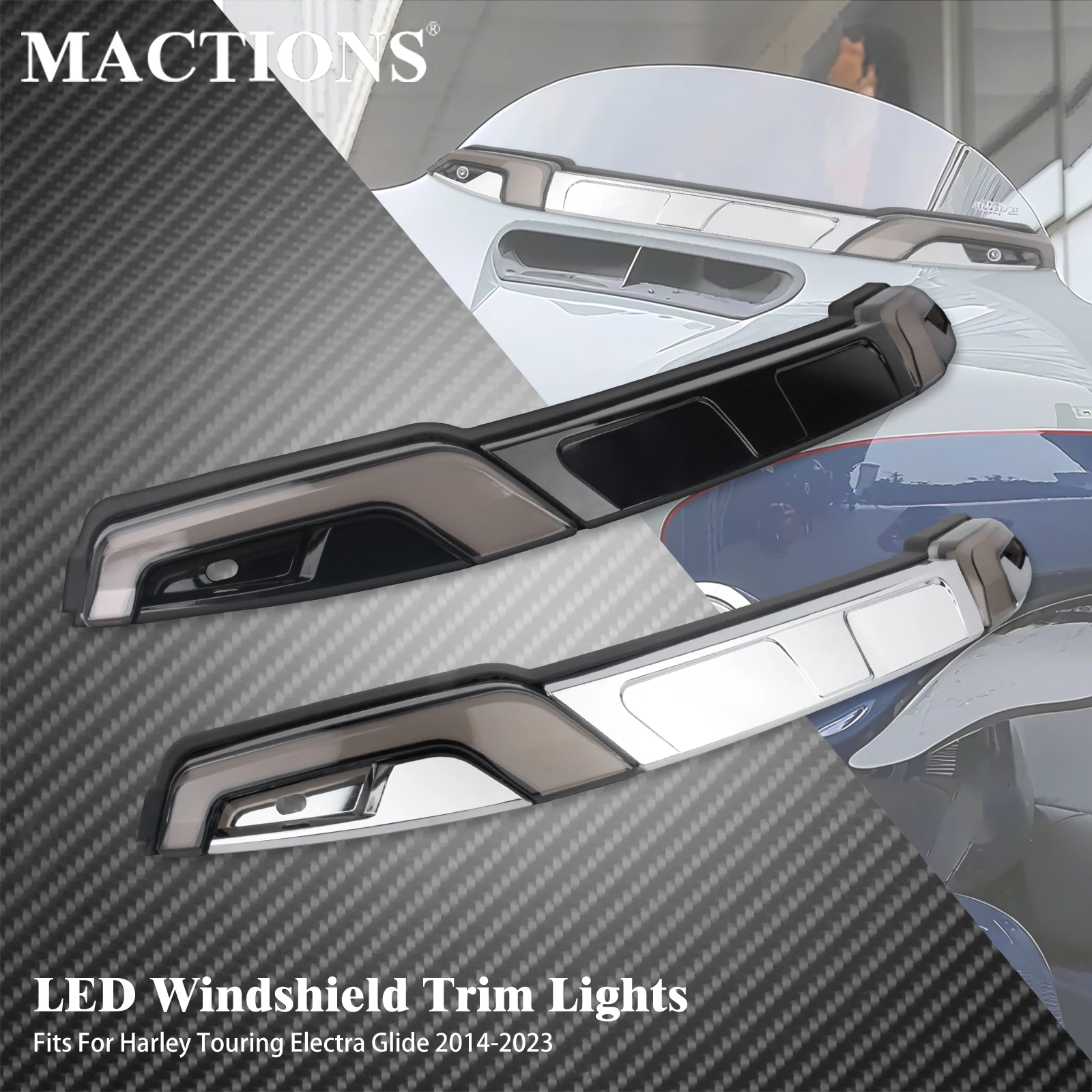 

Motorcycle LED Windshield Trim Lights Turn Signal Light Windscreen Running Side Lamp For Harley Touring Electra Glide 2014-2025