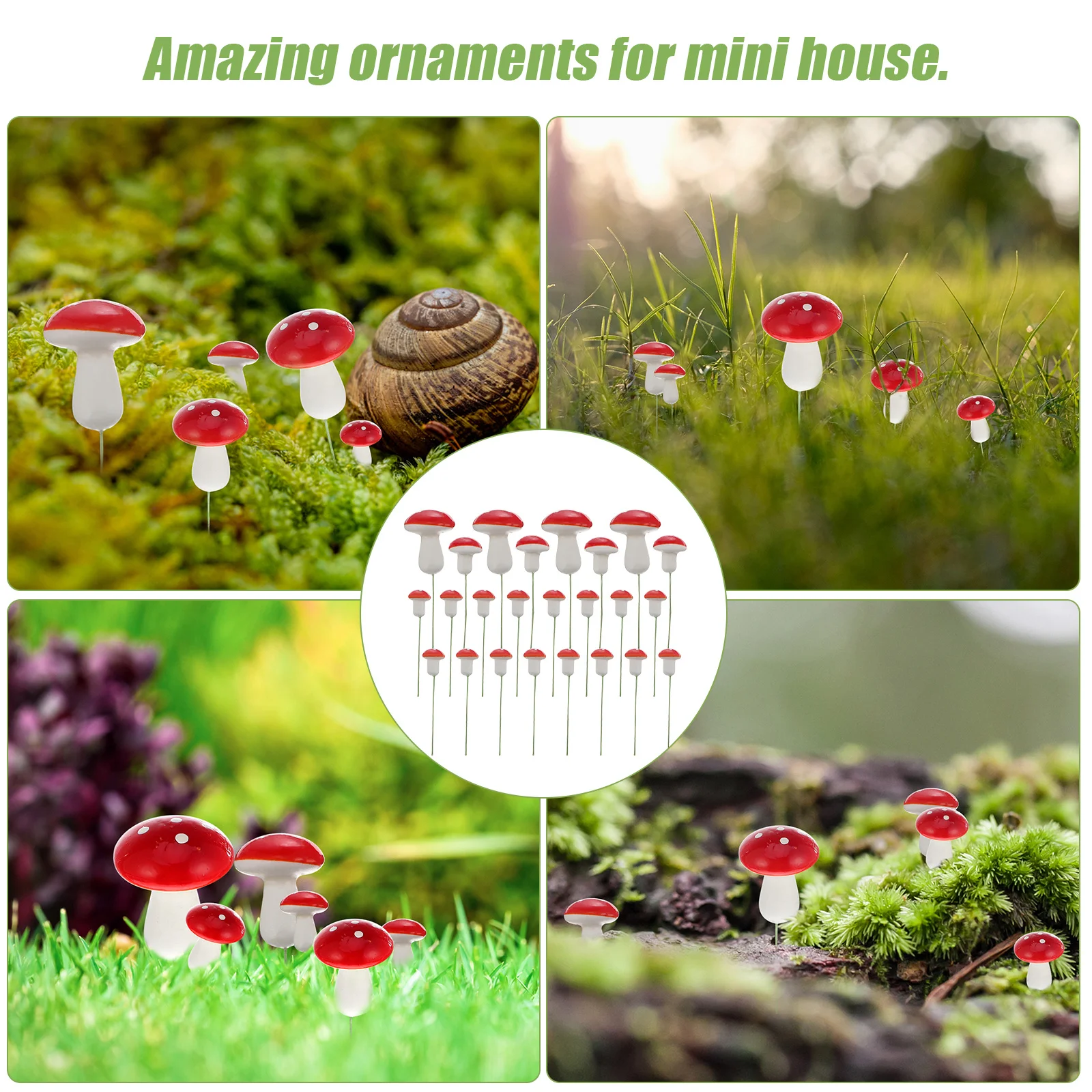 

50pcs Foam Mushroom Plug Artificial Mini Mushroom For Fairy Garden Micro Landscape Desktop Ornament Plant Pot Decor Garden
