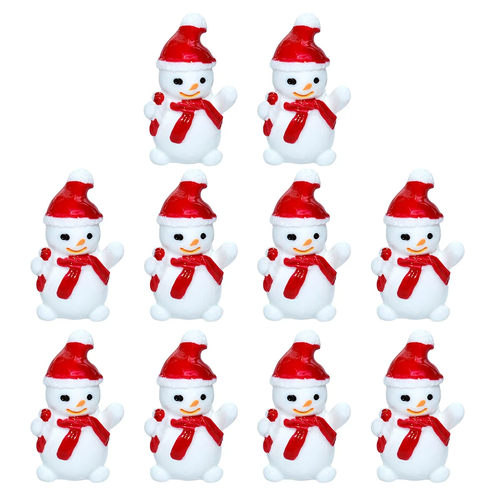 10 Stück Mini Harz Schneemann Weihnachts dekoration Baby Spielzeug Santa Claus Schnee männer DIY Weihnachts baum Mikro landschaft Hausgarten Schmuck