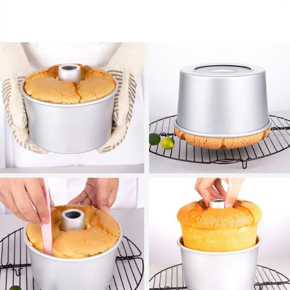 Round Chimney Cake Pan Anodized Aluminum Chiffon Mold Removable Bottom Tray For YABAY Kitchen Baking Pastry Tool