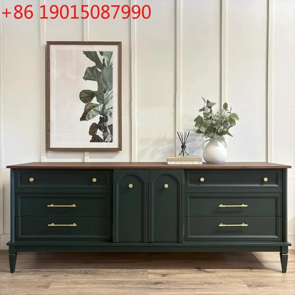 

American country solid wood TV cabinet, living room against the wall