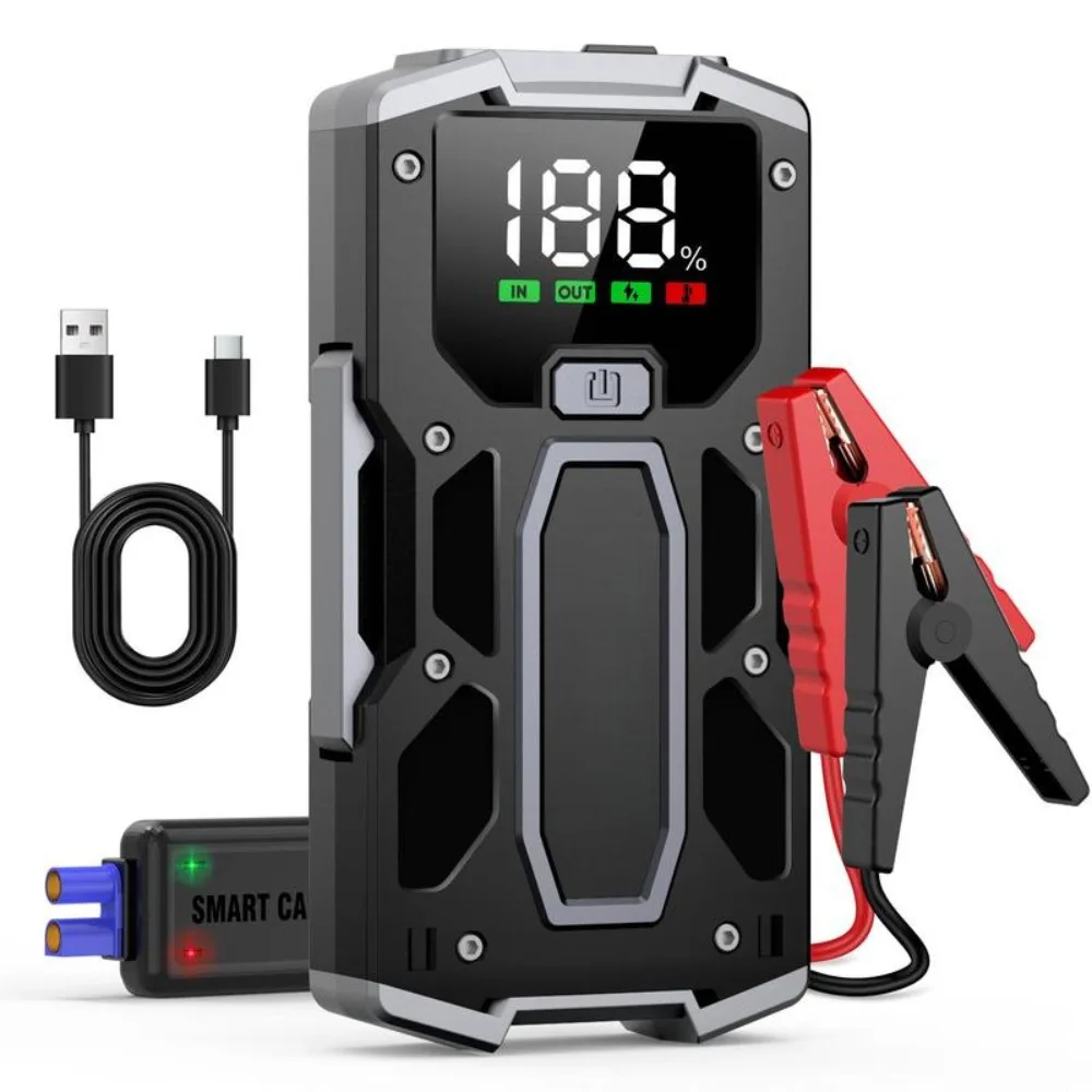 3000A Car Starter Power Supply, 1 Piece Car Battery Starter With 2.5 Inch LCD Digital Display, Multifunctional 12V Car Jump Sta