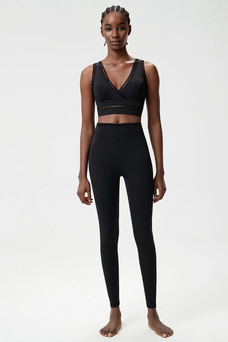Zweiteiliges Fitness-Yoga-Set für Damen, weich, schmal geschnitten, dehnbar, atmungsaktiv, schnell trocknend, Sportbekleidung für Damen, Trainingskleidung – Detail 19