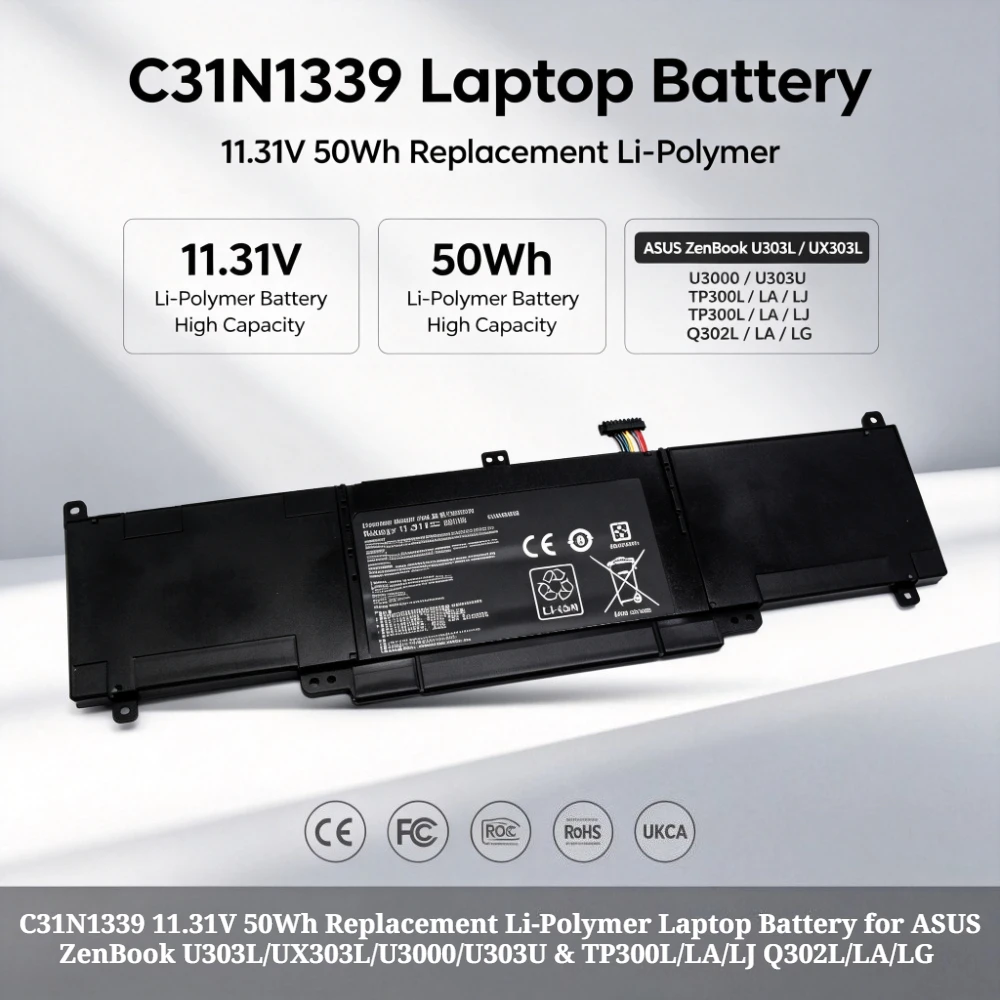 C31N1339 11.31V 50Wh Replacement Li-Polymer Laptop Battery for ASUS ZenBook U303L/UX303L/U3000/U303U & TP300L/LA/LJ Q302L/LA/LG
