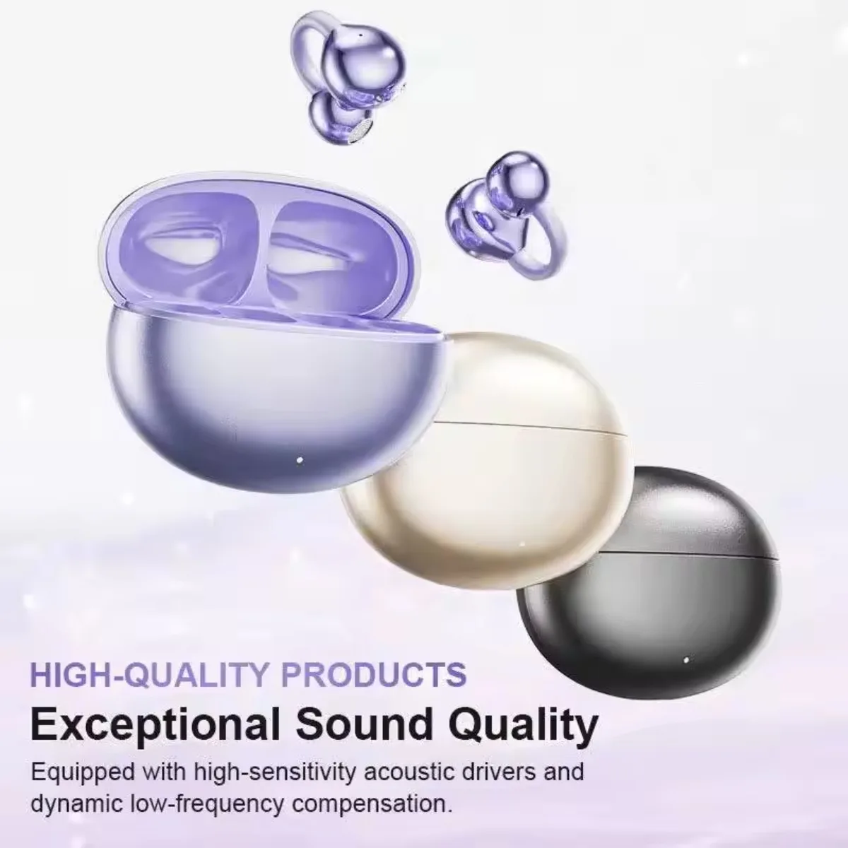 Earphone Bluetooth Klip Telinga Terbuka Terjemahan AI Waktu Nyata Cerdas 134 Bahasa Earphone Terjemahan Nirkabel Perjalanan Kantor