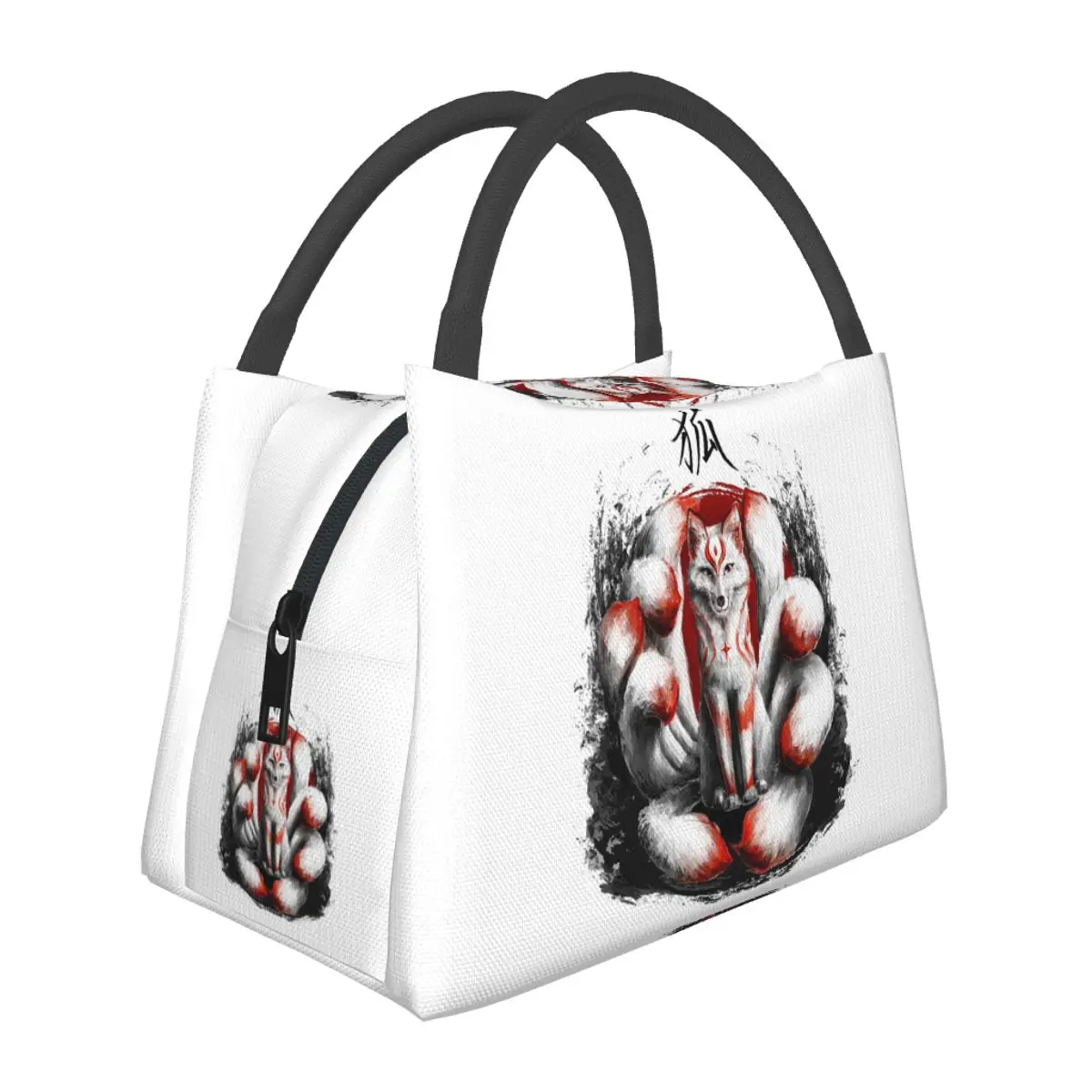 Kitsune Japanese Nine Tailed Fox Lunch Bags Insulated Bento Box Lunch Tote Picnic Bags Cooler Thermal Bag for Woman Girl School