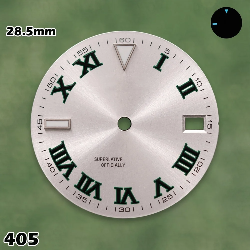 S-type Dial NH35/NH36/4R Movements 28.5mm Roman Numeral Blue/Green Luminous Watches for men Watch Modification Accessories
