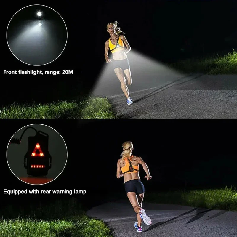 Für Camping Fahrrad Wandern Outdoor Nacht Laufen Jogging Lichter Brust Lampe Zurück Warnlicht Lauf Abenteuer USB