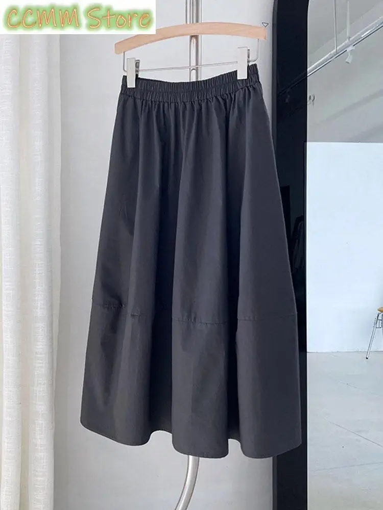 

HanOrange Spring Autumn High-waisted Fluffy A-line Vintage Skirt Elastic Waist Large Swing Umbrella Skirt Retro Clothes