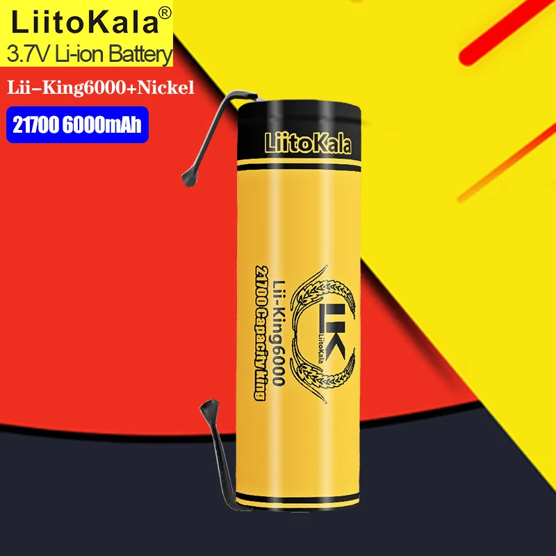 1-40PCS LiitoKala King6000+Nickel 3.7V 21700 6000mAh 3.7V 21700 6000mAh Rechargeable Lithium Battery For Speaker LED Flashlight