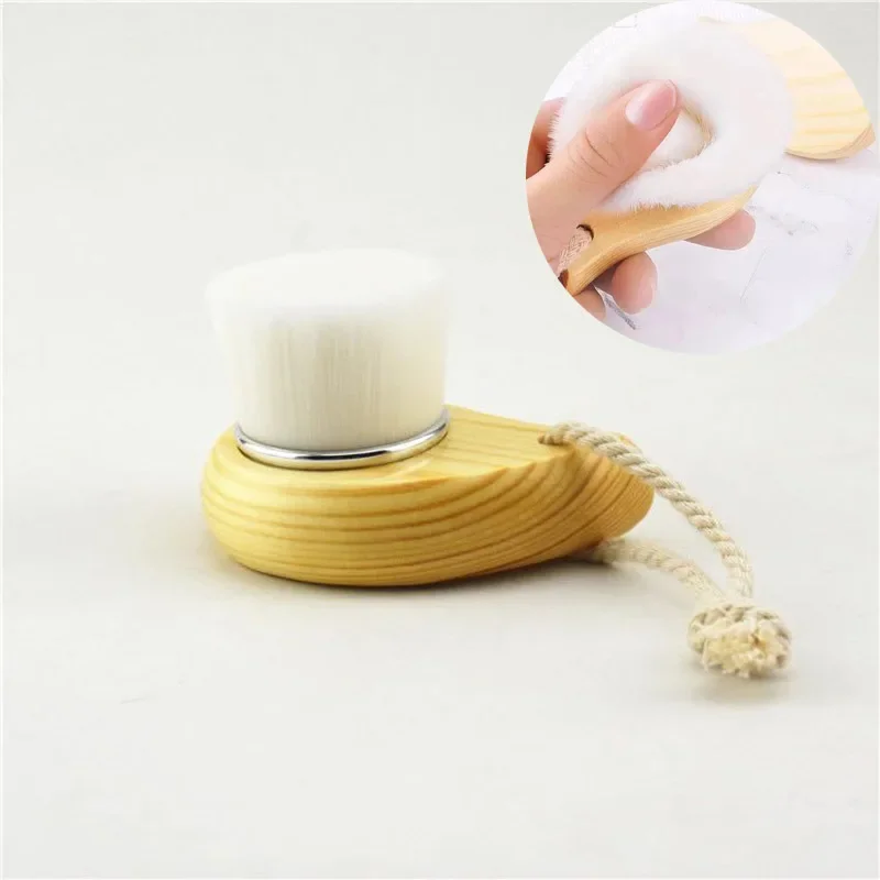 فرشاة تنظيف الوجه بمقبض خشبي ، مدلك الوجه الناعم اليدوي ، فرشاة تنظيف مسام البشرة ، العناية بالوجه ، أدوات تنظيف التجميل