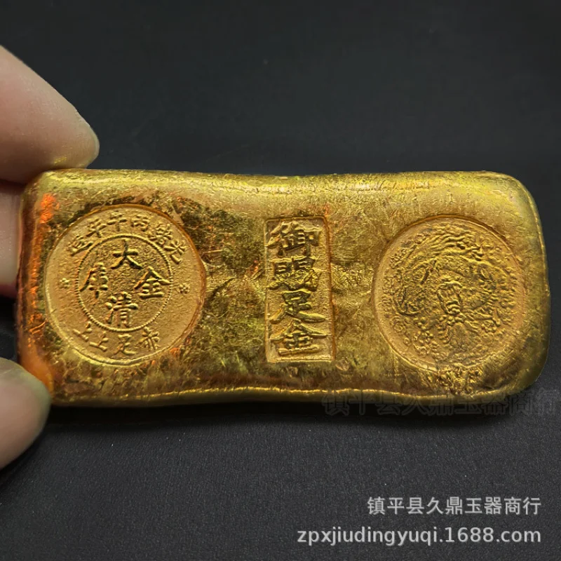 

Antique Gold Ingot Brass Gold Plated Gold Bar Antique Distressed Crafts Gold Bar Ornament Home Decoration Wholesale