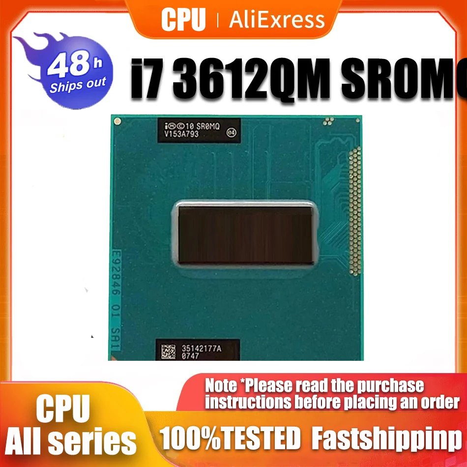 Core i7-3612QM i7 3612QM SR0MQ 2.1 GHz Quad Core CPU Laptop Processor I7 3612QM 6M 35W Socket G2 / rPGA988B