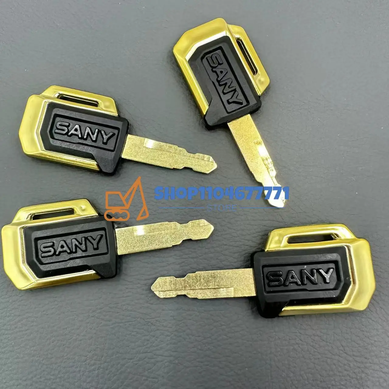 2PCS for Sany Excavator Original New Gold Key SY55 SY60 SY75 SY135 SY215 Open Door Ignition Keys