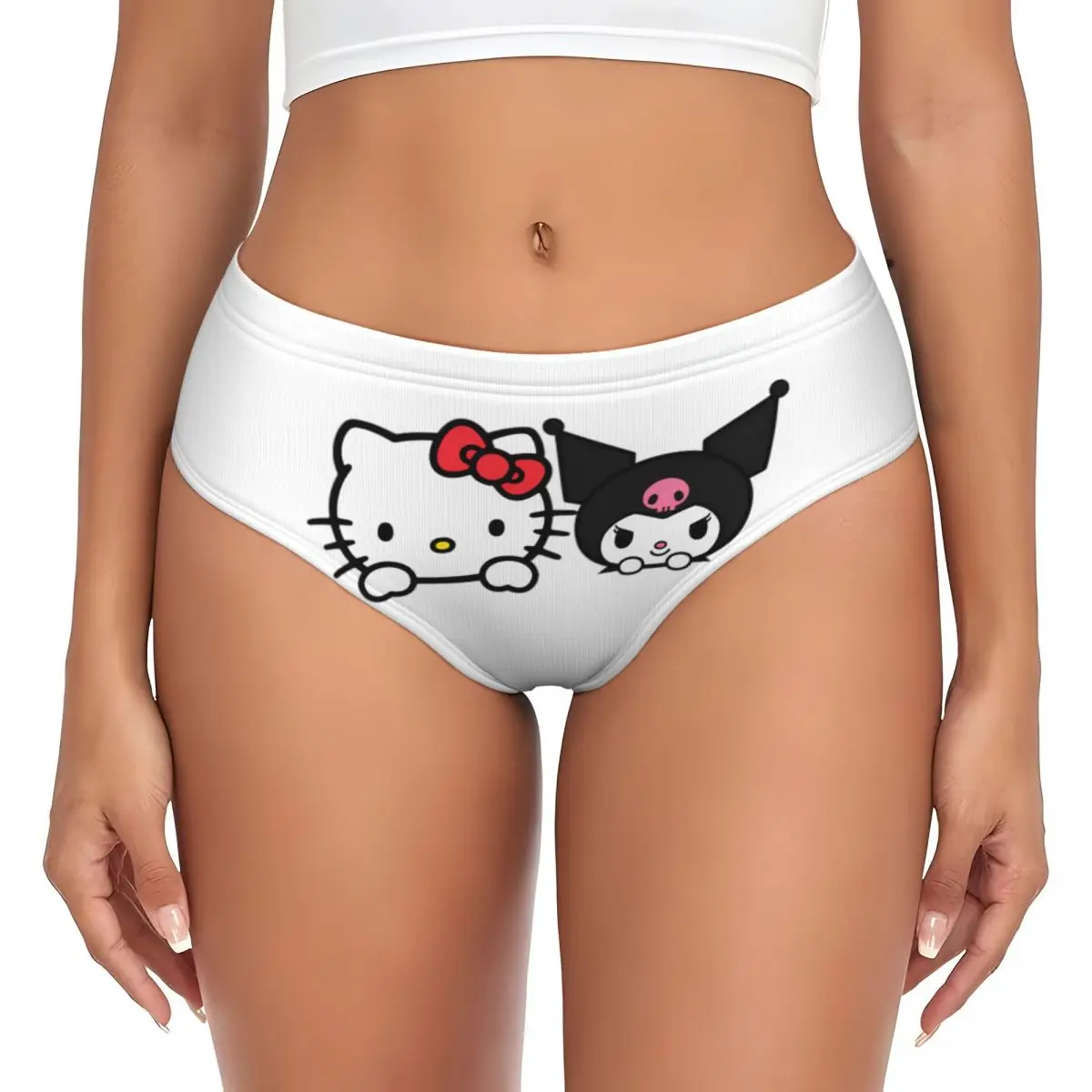 

Милое женское нижнее белье Hello Kitty и Kuromi, Короткие Бесшовные женские трусики с полным покрытием и изображением героев мультфильмов