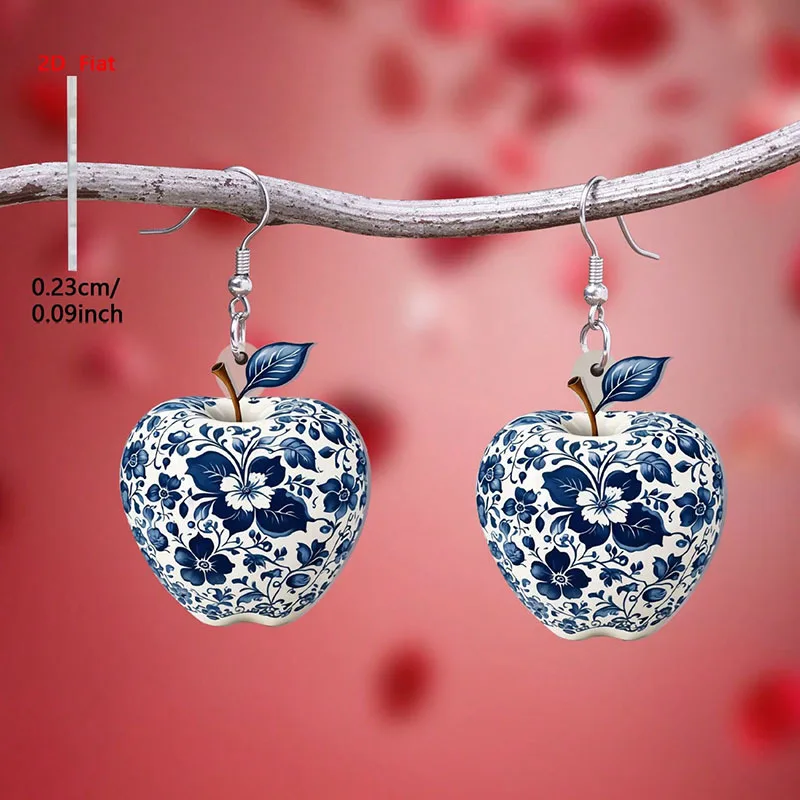 New Christmas Apple Pendant Earrings with a Small Atmosphere, Exquisite Design, and the Preferred Holiday Gift