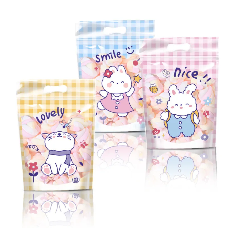 

50Pcs 15x22cm Cartoon Animal Snowflake Crisp Self-sealing Zipper Bags Glutinous Rice Boat Nougat Cookie Candy Packaging