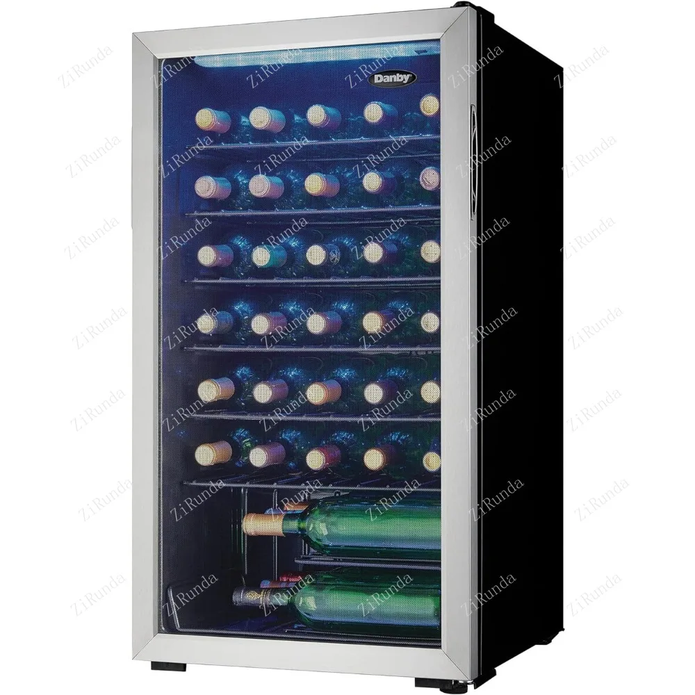 Независимый однозонный холодильник со стеклянной дверью, вмещает 36 бутылок, подходит для кухни, дома, бара, 3,3 кубических ножек.