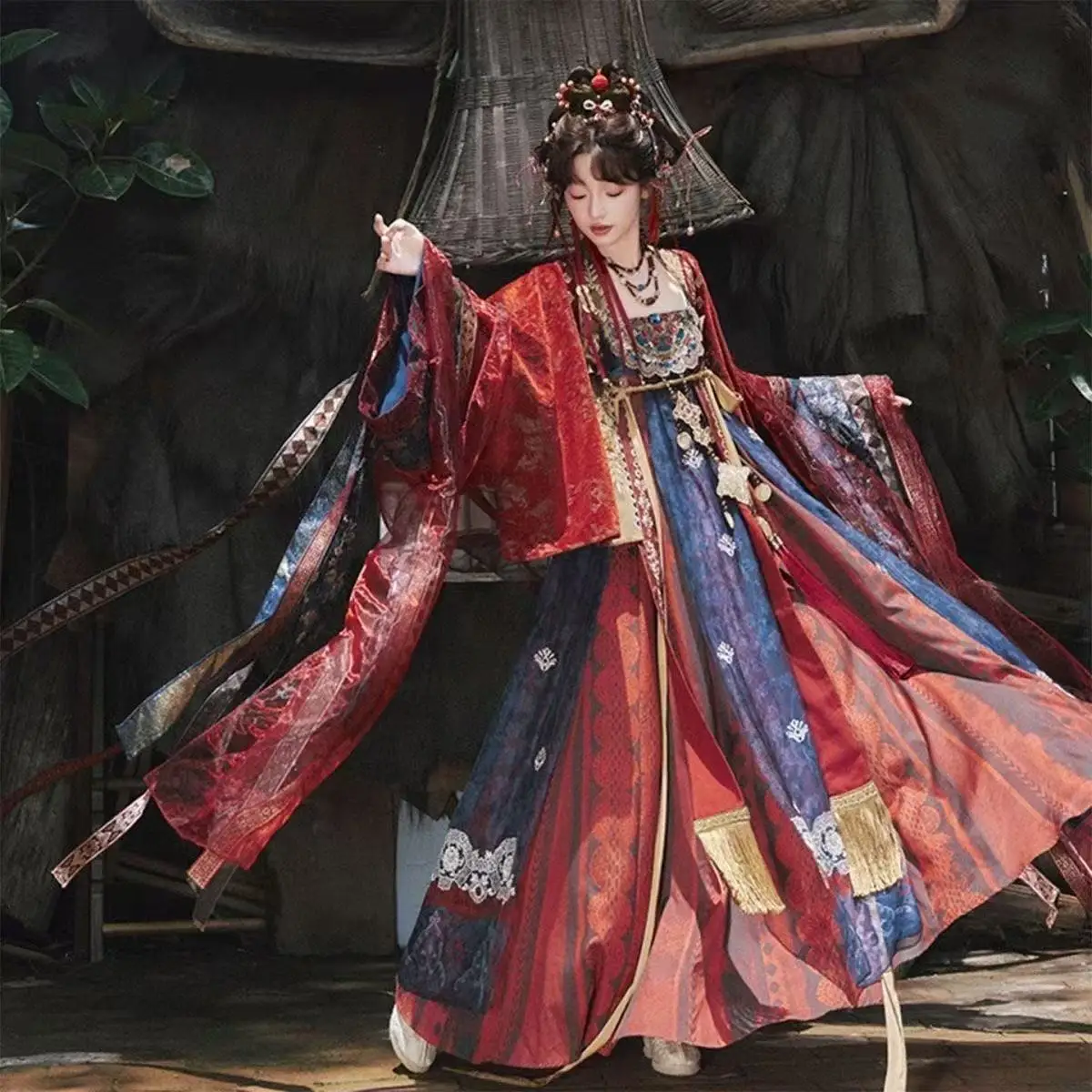 Pre Ancient Hanfu Dress for Woman Traditional Chinese Warrior States Period Clothing Halloween Ghost Mother Cosplay Costume Han