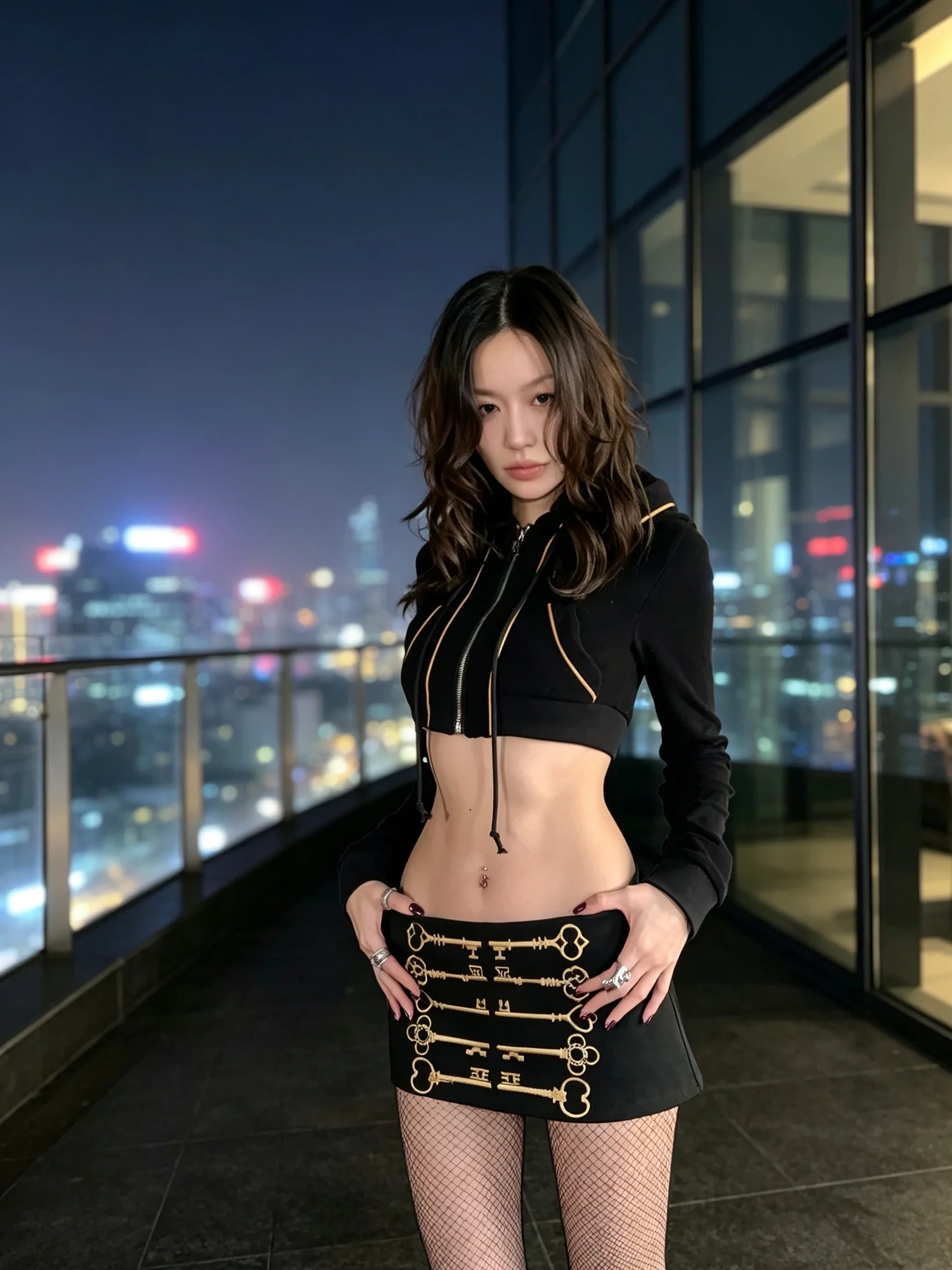 Low Waist  Skirt Women's Fashionable Retro American Design Keyhole Short Skirt Bodycon Style Korean Style Embroidered Zipper