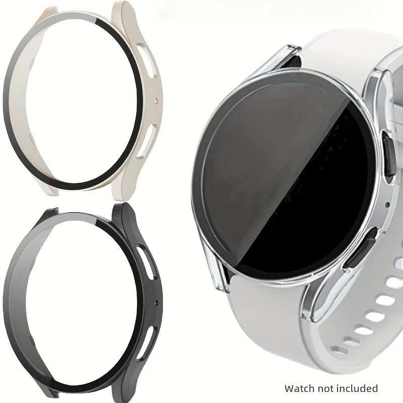 2 Stück Displayschutzhülle für Samsung Galaxy Watch 7 6 5 4 40 mm 44 mm, mattes Hart-PC-Gehäuse, gehärtetes Glas, Schutzhülle, Stoßstange