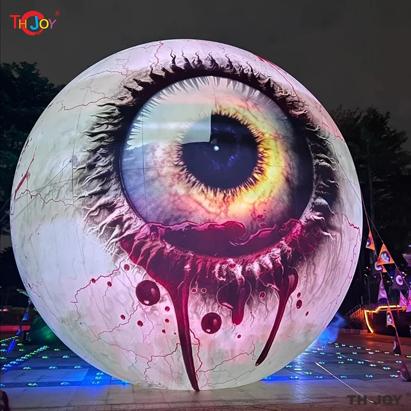 Ballon oculaire gonflable géant suspendu, éclairage de décoration d'halloween, grand œil, pour la décoration, publicité, globe oculaire Dallas la nuit