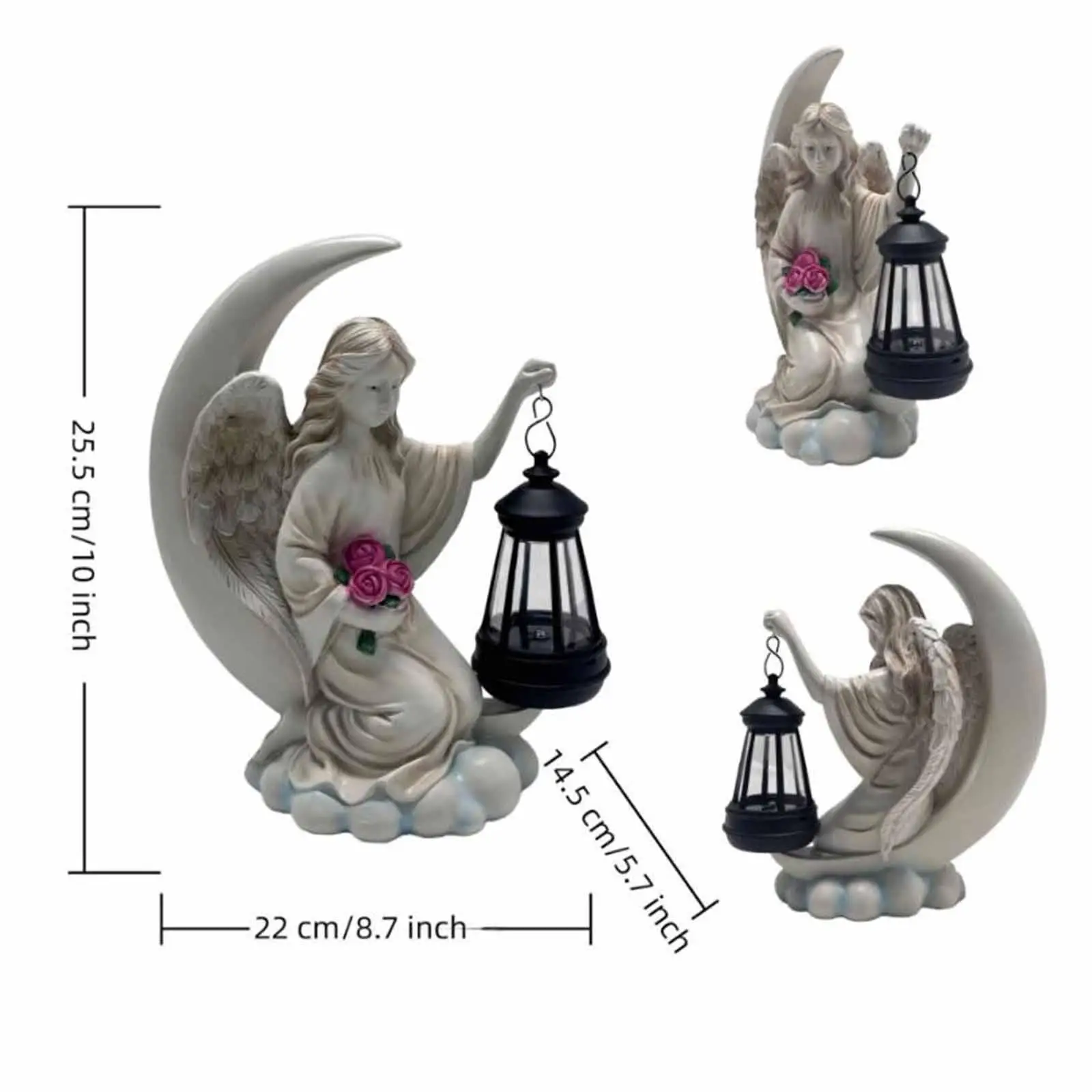 Garden Angel Statue Solar Outdoor Resin Lamp Decorative Yard Night Light for Balcony Patio Housewarming