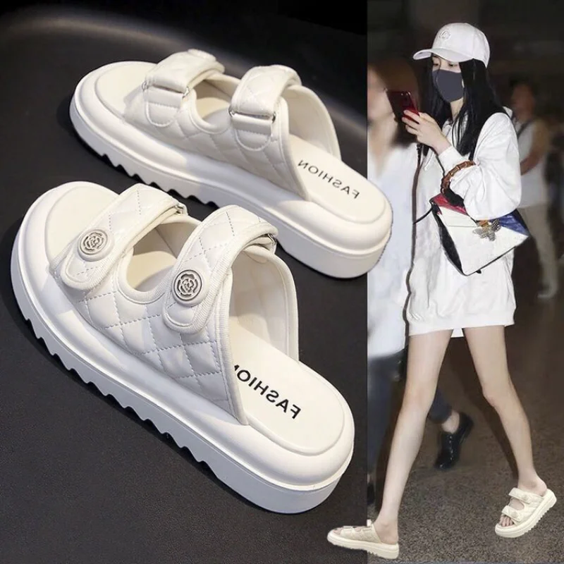 

Shoes for women in the summer of 2025 Fashion Half Slippers for Women white shoes Thick Sole women Sandals sandalias de mujer